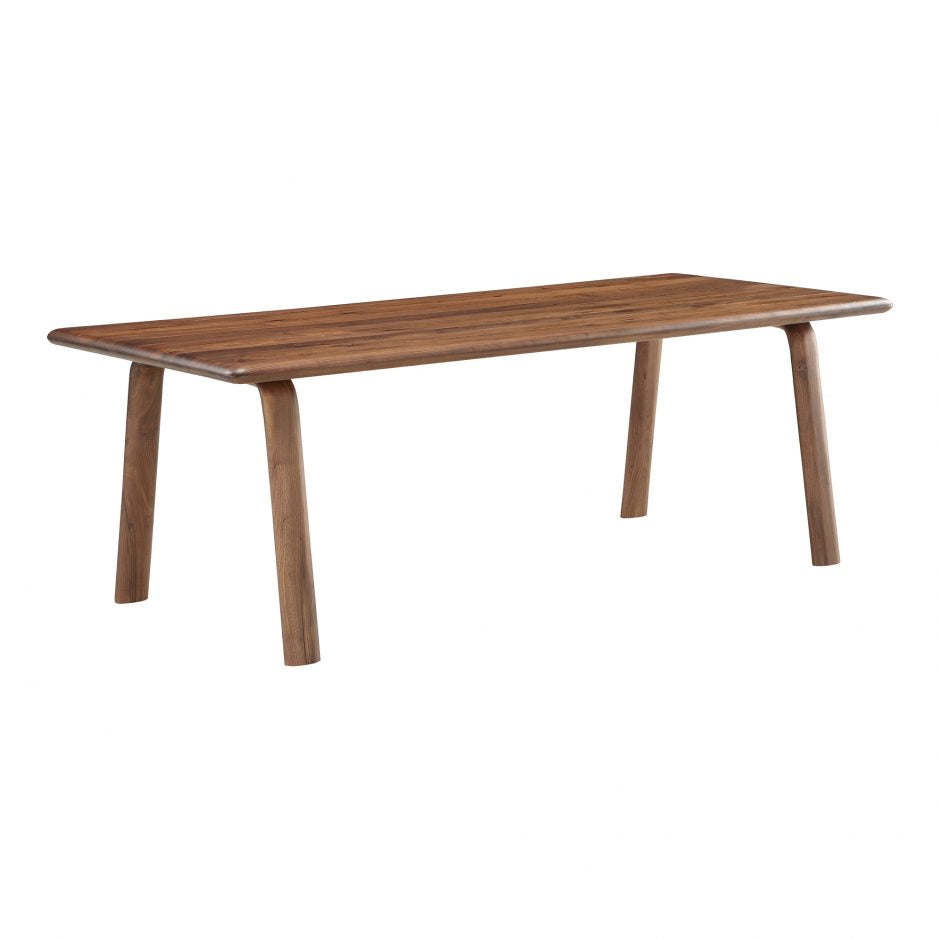 The Malibu dining table embodies an organic aesthetic through its design. Thick pieces of solid walnut is used from head to toe, showing off this pieces beautiful grain pattern and shades. The rounded edges on the legs and table-top creates a flow that is more contemporary and natural. With seating space for 10, the Malibu dining table can host the entire neighborhood.   Dimensions: 88"W x 38"D x 30"H  Materials: Solid Walnut