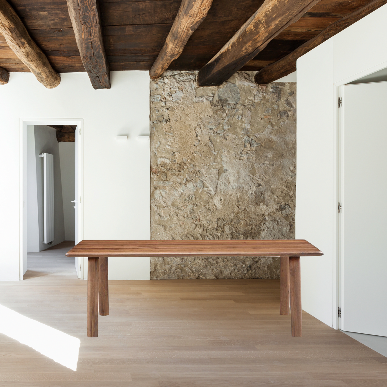 The Malibu dining table embodies an organic aesthetic through its design. Thick pieces of solid walnut is used from head to toe, showing off this pieces beautiful grain pattern and shades. The rounded edges on the legs and table-top creates a flow that is more contemporary and natural. With seating space for 10, the Malibu dining table can host the entire neighborhood.   Dimensions: 88"W x 38"D x 30"H  Materials: Solid Walnut