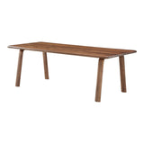 The Malibu dining table embodies an organic aesthetic through its design. Thick pieces of solid walnut is used from head to toe, showing off this pieces beautiful grain pattern and shades. The rounded edges on the legs and table-top creates a flow that is more contemporary and natural. With seating space for 10, the Malibu dining table can host the entire neighborhood.   Dimensions: 88"W x 38"D x 30"H  Materials: Solid Walnut