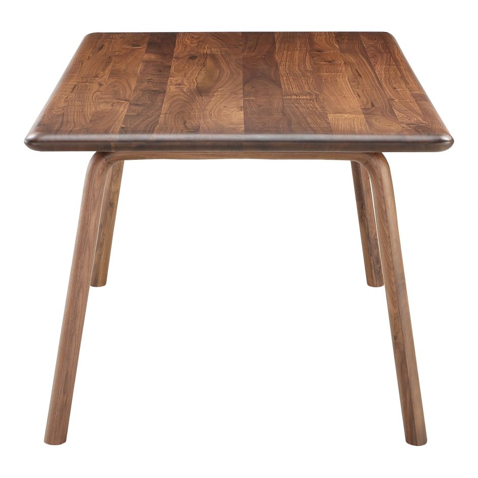 The Malibu dining table embodies an organic aesthetic through its design. Thick pieces of solid walnut is used from head to toe, showing off this pieces beautiful grain pattern and shades. The rounded edges on the legs and table-top creates a flow that is more contemporary and natural. With seating space for 10, the Malibu dining table can host the entire neighborhood.   Dimensions: 88"W x 38"D x 30"H  Materials: Solid Walnut