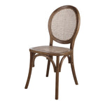 With its classy yet laid back look, the brown Rivalto Dining Chair is designed for a bohemian or mid-century modern home. Its organic design is made from genuine rattan and solid elm wood for a lifelong construction.  Size: 17.7"W x 16.5"D x 37"H"