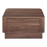 We love the soft, rounded edges of this Round Off Nightstand - Walnut. With a pull out drawer, this is both a functional and beautiful piece to add to any bedroom or guest room!   Size: 20 x 15"D x 11"H Material: Walnut Veneer, MDF, Rubberwood Base