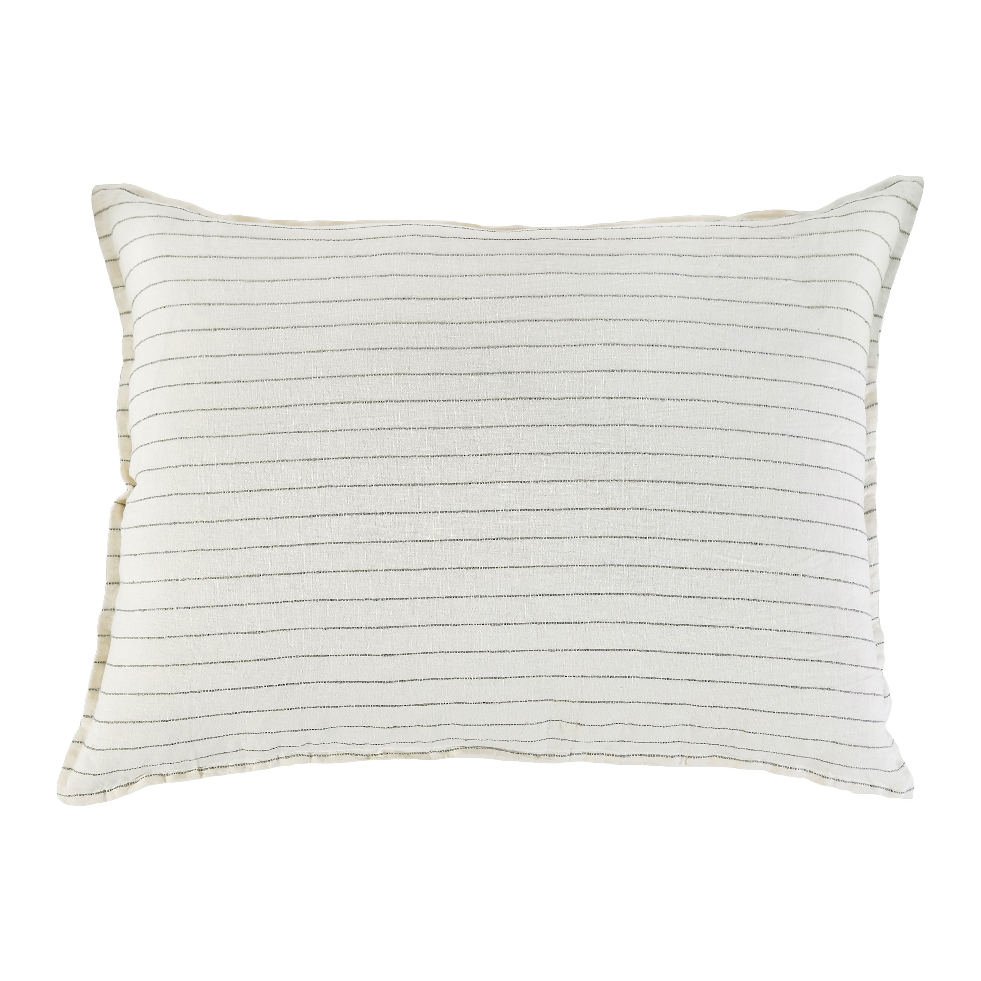This Blake Duvet Collection Cream/Gray is youthful and casual with subtle frayed edges. Made of 100% linen, the duvet cover and shams are finished with simple tie closures. Inserts sold separately 100% linen Shell-button closure Machine wash cold; tumble dry low; warm iron as needed. Do not bleach
