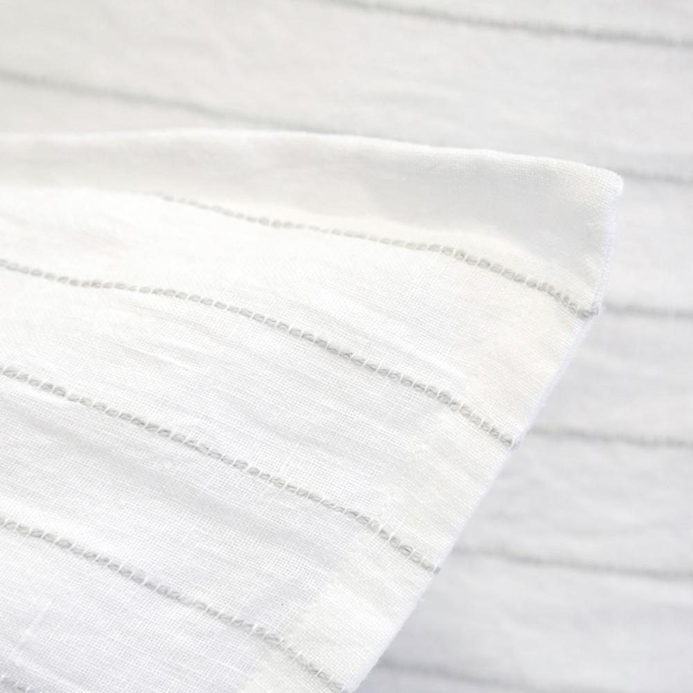The Blake Duvet Collection White/Ocean by Pom Pom at Home features an interwoven stripe texture, giving a modern refresh to a traditional stripe. Our duvet and shams are hand-loomed by artisans and the linen is washed for a relaxed lived-in look for any bedroom. Inserts sold separately 100% linen Shell-button closure Machine wash cold; tumble dry low; warm iron as needed. Do not bleach
