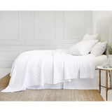 The Brussels Coverlet Bedding White by Pom Pom at Home is a grand and sophisticated line that has a diamond quilted pattern on the front, made of 100% stone washed cotton velvet. Available in several soft, stone washed colors. 100% cotton velvet Machine wash cold; tumble dry low; warm iron as needed Do not bleach