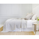 The Marseille Coverlet Bedding Taupe by Pom Pom at Home is luxurious and elegant with a detailed floral and diamond quilted pattern on the front made of 100% stone washed cotton velvet. 100% cotton velvet Machine wash cold; tumble dry low; warm iron as needed Do not bleach