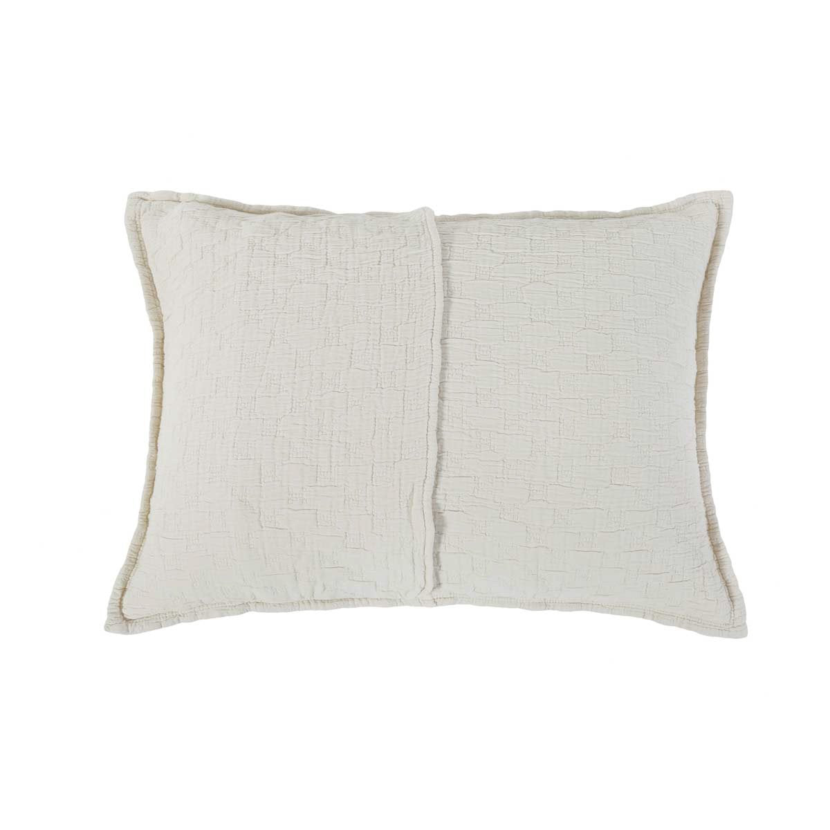 Crafted in Portugal, the Ojai Greige Matelasse Collection by Pom Pom at Home is light and casual, bringing comfort with its subtle diamond pattern. The coziest bedding to climb into after a long day. 100% cotton. Machine wash cold; tumble dry low; warm iron as needed. Do not bleach