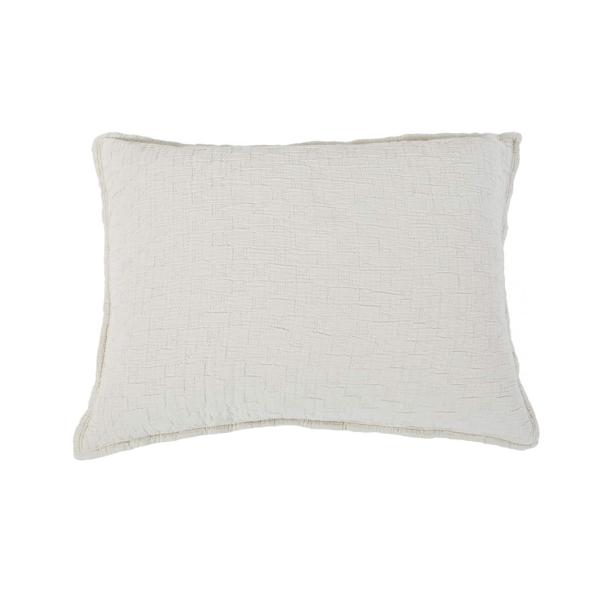 Crafted in Portugal, the Ojai Greige Matelasse Collection by Pom Pom at Home is light and casual, bringing comfort with its subtle diamond pattern. The coziest bedding to climb into after a long day. 100% cotton. Machine wash cold; tumble dry low; warm iron as needed. Do not bleach