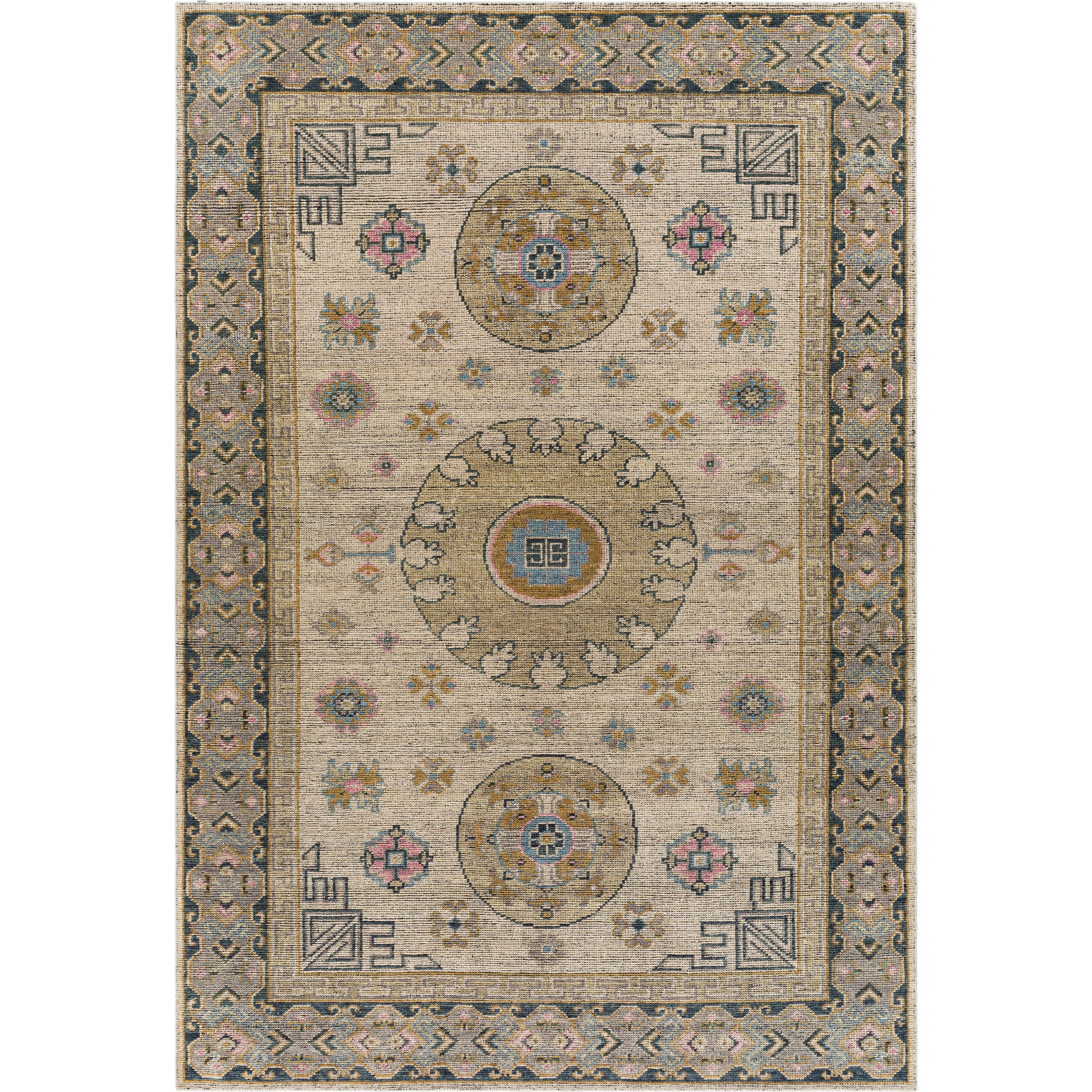 Featuring Smyrna Hand-Knotted Rug by Surya at Amethyst Home. The Smyrna Collection showcases traditional inspired designs that exemplify timeless styles of elegance, comfort, and sophistication. With their hand knotted construction, these rugs provide a durability that can not be found in other handmade constructions, and boasts the ability to be thorough.  Amethyst Home provides interior design, new home construction design consulting, vintage area rugs, and lighting in the Washington metro area.