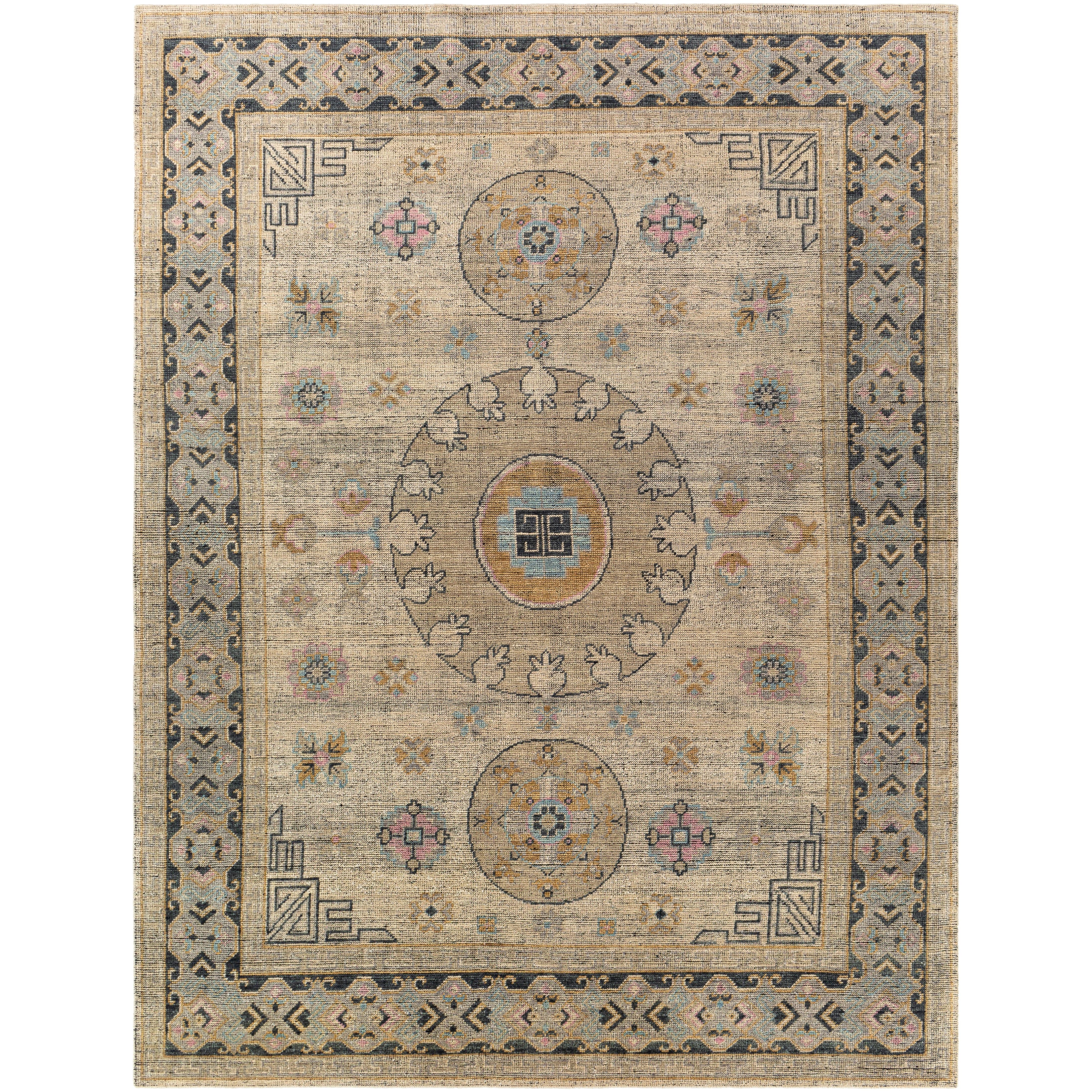 Featuring Smyrna Hand-Knotted Rug by Surya at Amethyst Home. The Smyrna Collection showcases traditional inspired designs that exemplify timeless styles of elegance, comfort, and sophistication. With their hand knotted construction, these rugs provide a durability that can not be found in other handmade constructions, and boasts the ability to be thoroughly.  Amethyst Home provides interior design, new home construction design consulting, vintage area rugs, and lighting in the Portland metro area.