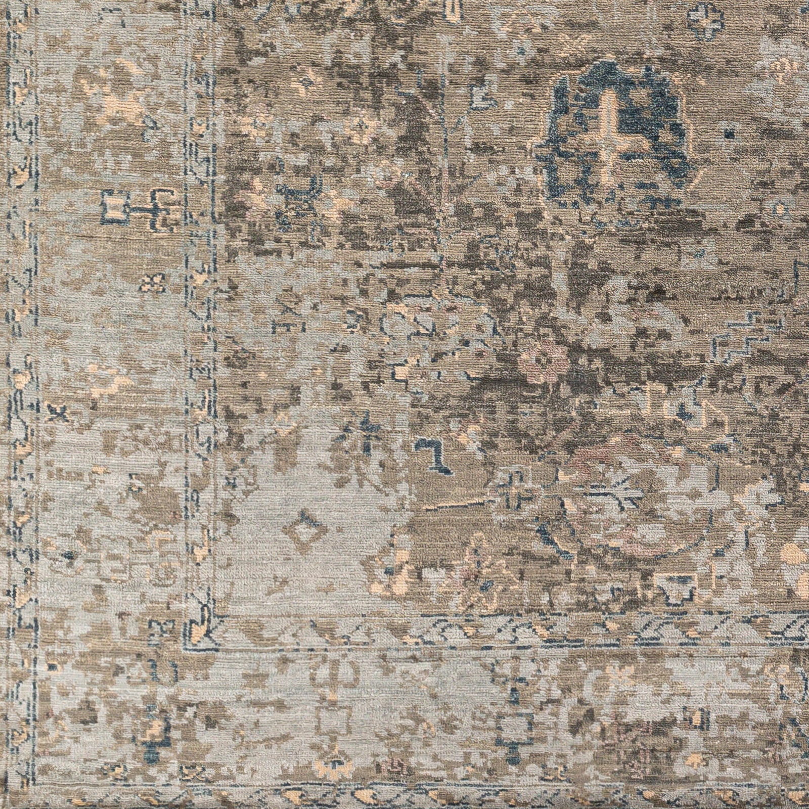 Featuring Theodora Charcoal / Ocean Hand-Knotted Rug by Surya at Amethyst Home. The Theodora Collection showcases traditional inspired designs that exemplify timeless styles of elegance, comfort, and sophistication. With their hand knotted construction, these rugs provide a durability that can not be found in other handmade constructions, and boasts the.  Amethyst Home provides interior design, new home construction design consulting, vintage area rugs, and lighting in the Laguna Beach metro area.