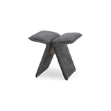 The Butterfly Upholstered Occasional Stool by Verellen is abstract and beautiful. This comes standard with:  soy based poly wrap seat construction double needle stitch detail knife edge upholstery style sits on glides standard walnut brace The Butterfly Exposed Wood Occasional Stool comes standard with:  sits on glides