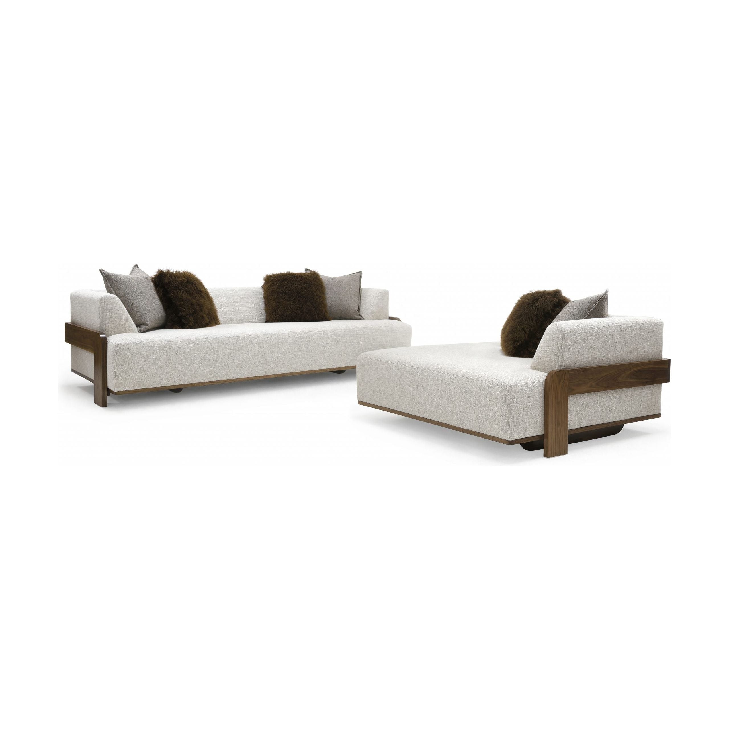 We love the exposed wood on the Rowan Sofa Family by Verellen. A comfortable, lasting sofa to have the family gathered together for years to come! This is made with a sustainably harvested hardwood frame and 8-way hand-tied seat construction.