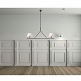 Featuring Cesta Linear Chandelier by Visual Comfort at Amethyst Home. The Cesta Linear Chandelier by Visual Comfort is finished in aged iron with a linen shade. We love the timeless look it brings to a living room, dining room, or other large area. 
Overall Dimensions: 54" L x 54" W x 57.5" HWeight: 24 lbs.  Amethyst Home provides interior design, new home construction design consulting, vintage area rugs, and lighting in the Scottsdale metro area.