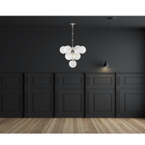 Featuring Cristol Medium Chandelier by Visual Comfort at Amethyst Home. We love the white strie glass globes on this Cristol Medium Chandelier by Visual Comfort. It brings a stunning and unique look to any living room, dining room, or kitchen. 
Overall Dimensions: 28" L x 28" W x 46.25" H
Weight: 42 lbs..  Amethyst Home provides interior design, new home construction design consulting, vintage area rugs, and lighting in the Dallas metro area.