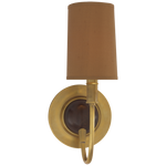 Featuring Elkins Sconce by Visual Comfort at Amethyst Home. With a shapley stem, this Elkins Sconce brings an attractive source of light to any bedroom, hallway or other area. 
Polished Nickel, Antique Nickel with Polished Nickel, and Bronze with Antique Brass have paper shades. 
Antique Brass with Chocolate has a Fawn Silk shade. 
Overall Dimensions: 5.5".  Amethyst Home provides interior design, new home construction design consulting, vintage area rugs, and lighting in the Nashville metro area.