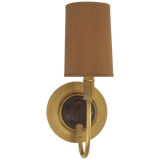 Featuring Elkins Sconce by Visual Comfort at Amethyst Home. With a shapley stem, this Elkins Sconce brings an attractive source of light to any bedroom, hallway or other area. 
Polished Nickel, Antique Nickel with Polished Nickel, and Bronze with Antique Brass have paper shades. 
Antique Brass with Chocolate has a Fawn Silk shade. 
Overall Dimensions: 5.5".  Amethyst Home provides interior design, new home construction design consulting, vintage area rugs, and lighting in the Nashville metro area.