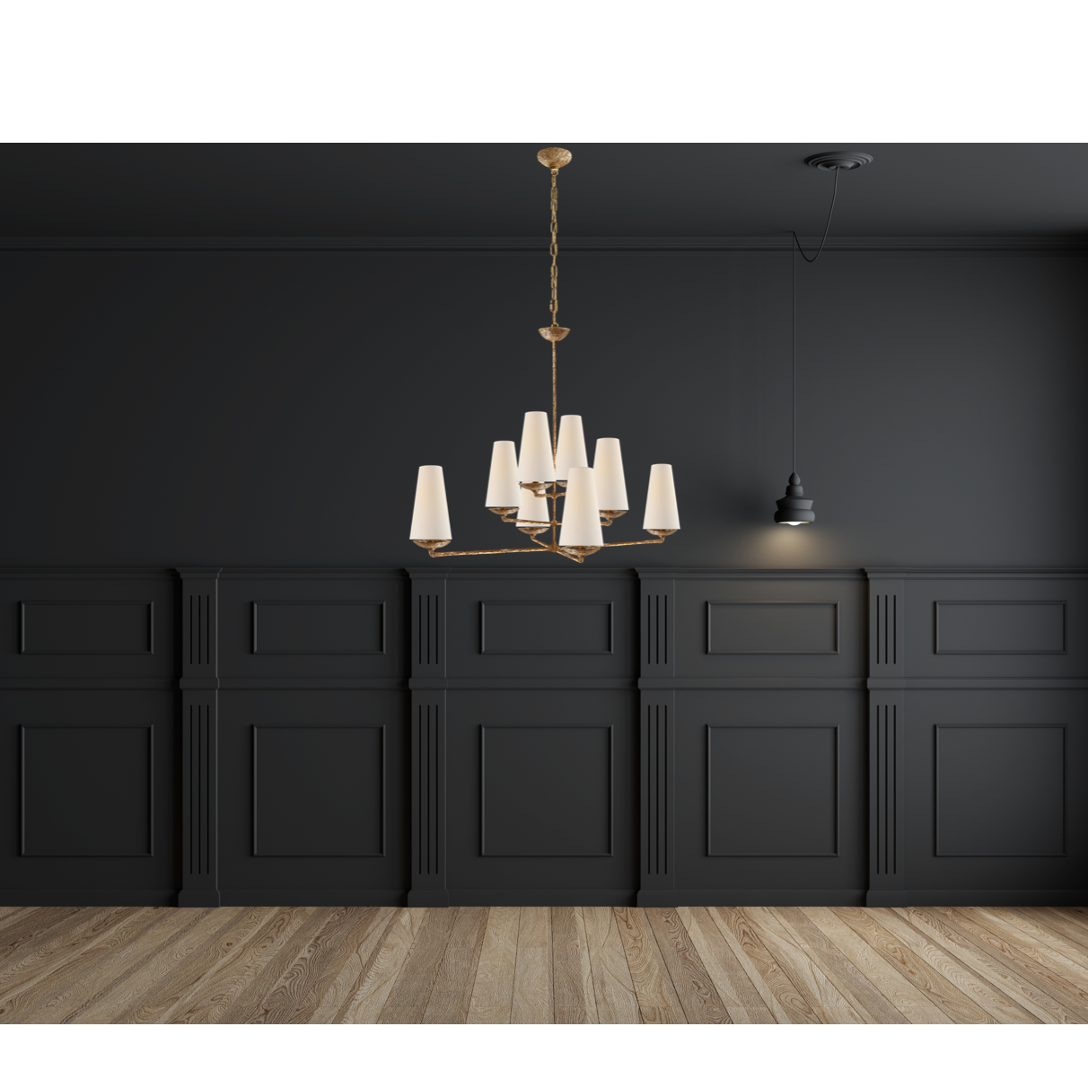 Featuring Fontaine Large Offset Chandelier by Visual Comfort at Amethyst Home. The Fontaine Large Offset Chandelier by Visual Comfort has a slim cross section at the bottom matched with offset layers of linen shades. This is a gorgeous piece to add to any dining room, living room, or other large area. 
Overall Dimensions: 39" L x 39" W x 33.5" HWeight: 37 .  Amethyst Home provides interior design, new home construction design consulting, vintage area rugs, and lighting in the Park City metro area.