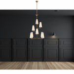 Featuring Fontaine Vertical Chandelier by Visual Comfort at Amethyst Home. We love the textured look of the Fontaine Vertical Chandelier by Visual Comfort. The layered linen shades brings a classy, warm look to any living room, dining room, or other large area. 
Overall Dimensions: 34.25" L x 34.25" W x 45.25" H
Weight: 23 lbs.  Amethyst Home provides interior design, new home construction design consulting, vintage area rugs, and lighting in the Miami metro area.