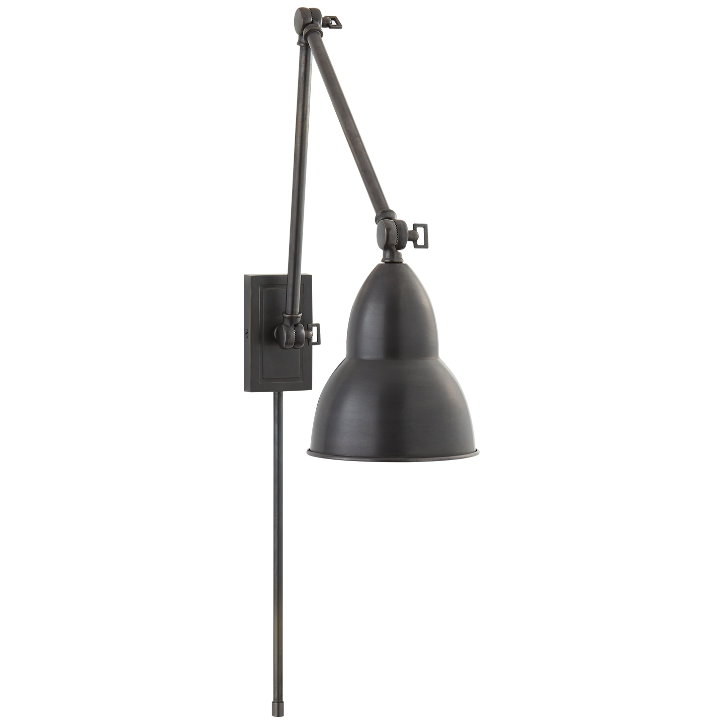 Featuring French Library Double Arm Wall Lamp by Visual Comfort at Amethyst Home. We love the functionality of this French Library Double Arm Wall lamp. Hang in your bedroom, office, or other area that needs extra light. 
Overall Dimensions:  5.75" L x  5.75" W x 24" H
Weight: 6 lbs.  Amethyst Home provides interior design, new home construction design consulting, vintage area rugs, and lighting in the Dallas metro area.