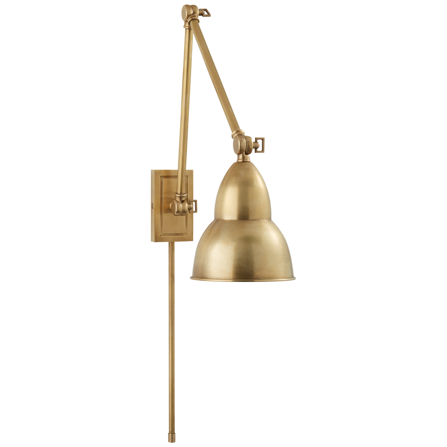 Featuring French Library Double Arm Wall Lamp by Visual Comfort at Amethyst Home. We love the functionality of this French Library Double Arm Wall lamp. Hang in your bedroom, office, or other area that needs extra light. 
Overall Dimensions:  5.75" L x  5.75" W x 24" H
Weight: 6 lbs.  Amethyst Home provides interior design, new home construction design consulting, vintage area rugs, and lighting in the Scottsdale metro area.