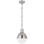 Featuring Hicks Small Pendant by Visual Comfort at Amethyst Home. We love the white glass globe shade on this Hicks Small Pendant. Hang it over your kitchen island or sink to bring the space an industrial feel. 
Overall Dimensions: 8.5" L x 8.5" W x 11.75" HWeight: 10 lbs..  Amethyst Home provides interior design, new home construction design consulting, vintage area rugs, and lighting in the Monterey metro area.