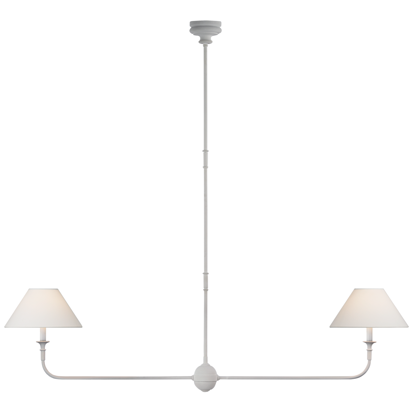 Featuring Piaf Large Two Light Linear Pendant by Visual Comfort at Amethyst Home. Classic and traditional, this Piaf Large Two Light Linear Pendant would complete the look for any living room, dining room, or other space needing warm light! 
Overall Dimensions: 62" L x 62" W x 57" HWeight: 9 lbs..  Amethyst Home provides interior design, new home construction design consulting, vintage area rugs, and lighting in the Charlotte metro area.