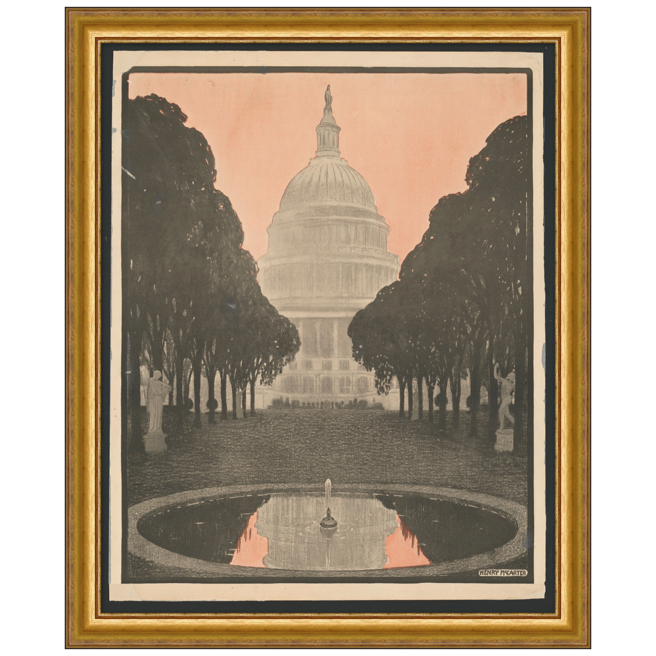 Featuring Grand Art by Wendover Art at Amethyst Home. A framed vintage inspired view of the US Capitol with a pencil stylization in this Grand View Art
Specialty: Straight Fit (No Mats)
Medium: Matte PaperTreatment: Straight Fit (No Mats)Size: 27.25"w x 33.25"h
 Framed as shown.  Amethyst Home provides interior design, new home construction design consulting, vintage area rugs, and lighting in the Scottsdale metro area.
