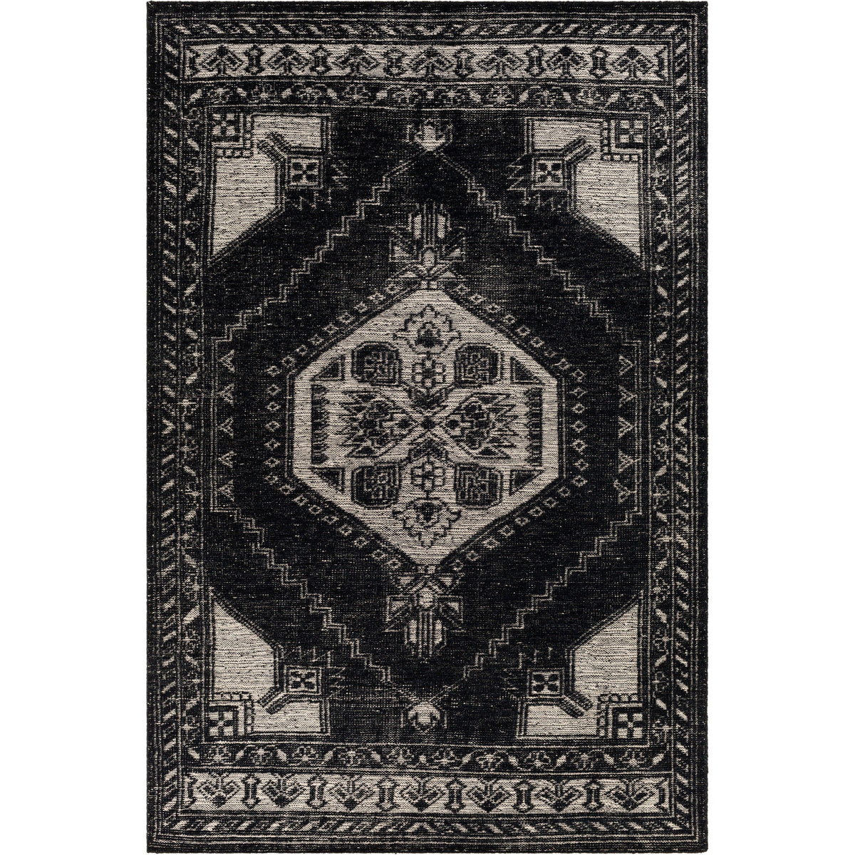 Zahra Black Hand-Knotted Rug