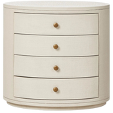 Amelia Ivory Painted Linen Oval Nightstand | shipping 02/15/2026