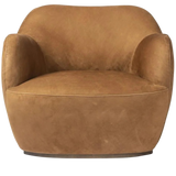 Russell Nubuck Suede Cognac Swivel Chair | ready to ship!
