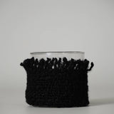 Votive Wrapped in Black Fabric 3"x3"