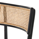 Mixed materials refresh retro dining style. Ebony-finished nettlewood frames a textural inlay of natural cane, for perfect contrast. Fastened by Velcro, high-performance linen-blend seating for modern sensibility. Performance fabrics are specially created to withstand spills, stains, high traffic and wear, ensuring long-term comfort and unmatched durability. Amethyst Home provides interior design, new construction, custom furniture and area rugs in the Memphis metro area