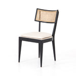 Mixed materials refresh retro dining style. Ebony-finished nettlewood frames a textural inlay of natural cane, for perfect contrast. Fastened by Velcro, high-performance linen-blend seating for modern sensibility. Performance fabrics are specially created to withstand spills, stains, high traffic and wear, ensuring long-term comfort and unmatched durability. Amethyst Home provides interior design, new construction, custom furniture and area rugs in the New York City metro area