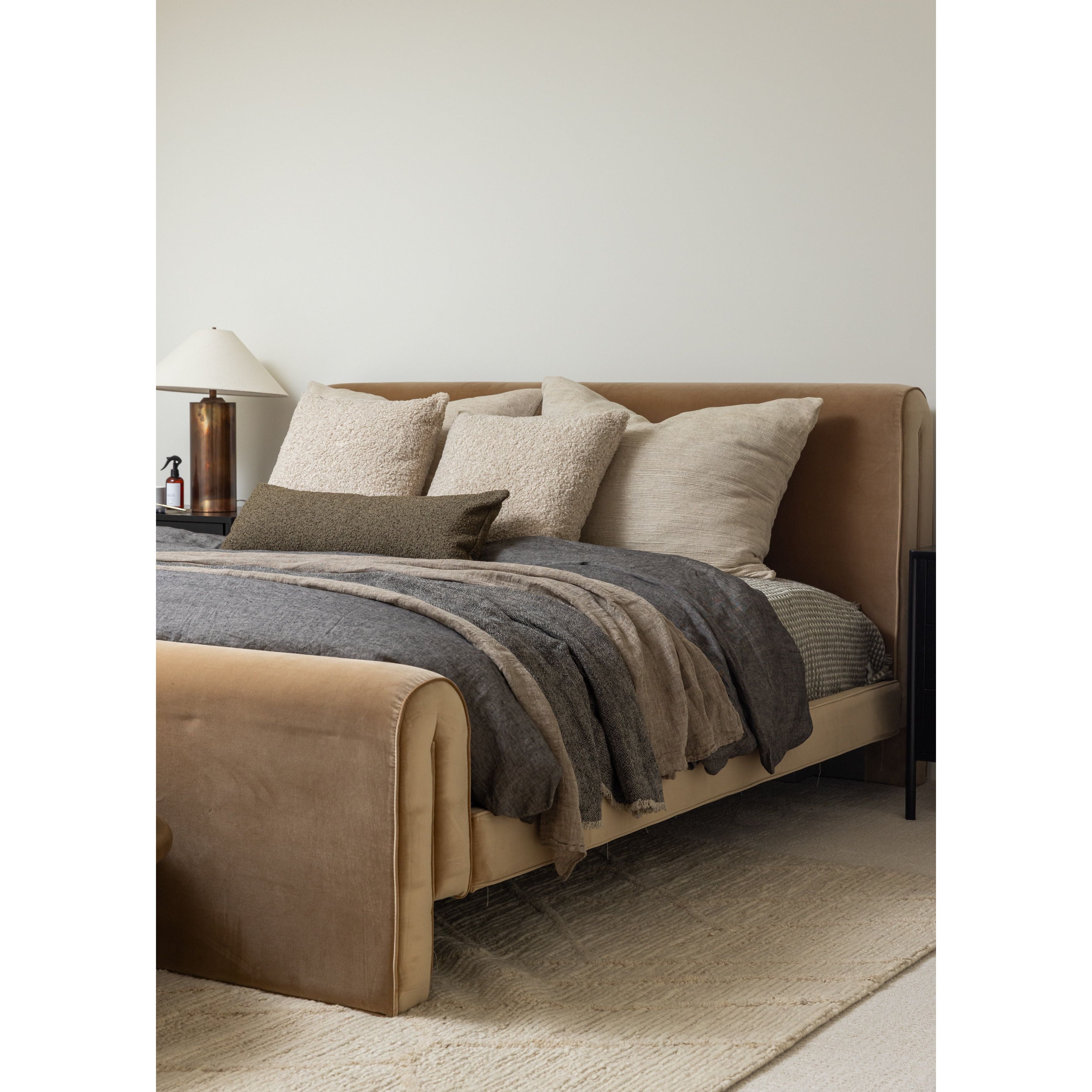 Folded cotton-blend fabric offers a trend-forward take on bedroom decor. Warm and versatile, camel hues blend easily into a range of colors and design styles.KingOverall Dimensions: 81.00"w x 99.00"d x 44.25"hWeight: 214.95 lbsQueenOverall Dimensions: 64.50"w x 99.00"d x 44.25"hWeight: 175.27 lbsMaterials : 76.8% Cotton, 23.2% Polyester Amethyst Home provides interior design, new home construction design consulting, vintage area rugs, and lighting in the Miami metro area.