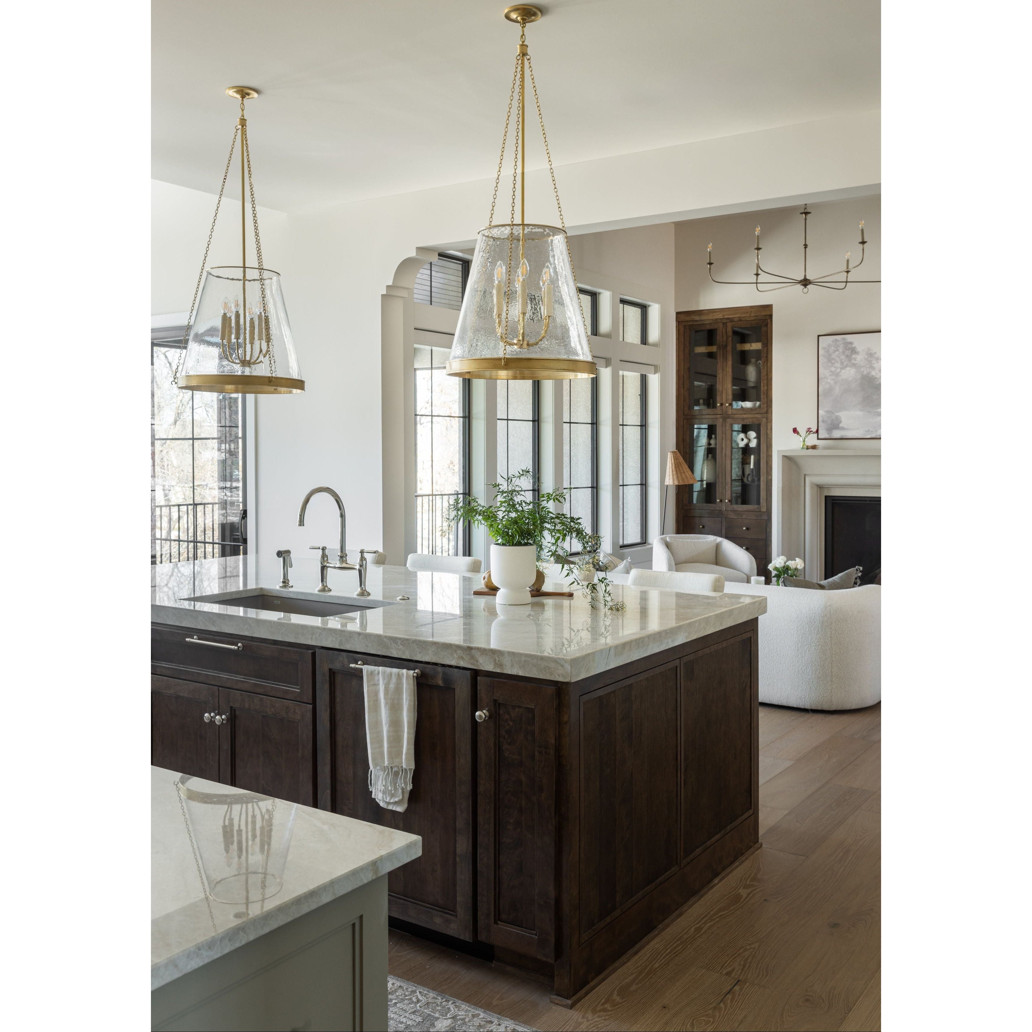 Featuring Reese 18" Pendant Soft Brass by Visual Comfort at Amethyst Home. The Reese by Marie Flanigan strikes an impressive silhouette with clean lines and vintage sophistication. Available as a globe pendant in restoration glass or a conical pendant in glass or linen, the design is supported by elegant metalwork in a variety of finishes. Singular or.  Amethyst Home provides interior design, new home construction design consulting, vintage area rugs, and lighting in the Salt Lake City metro area.