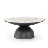 Corbett Coffee Table - Hammered Grey / Creamy Taupe Marble