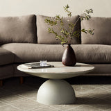 Corbett Coffee Table - Textured Matte White / Creamy Taupe Marble