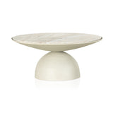 Corbett Coffee Table - Textured Matte White / Creamy Taupe Marble