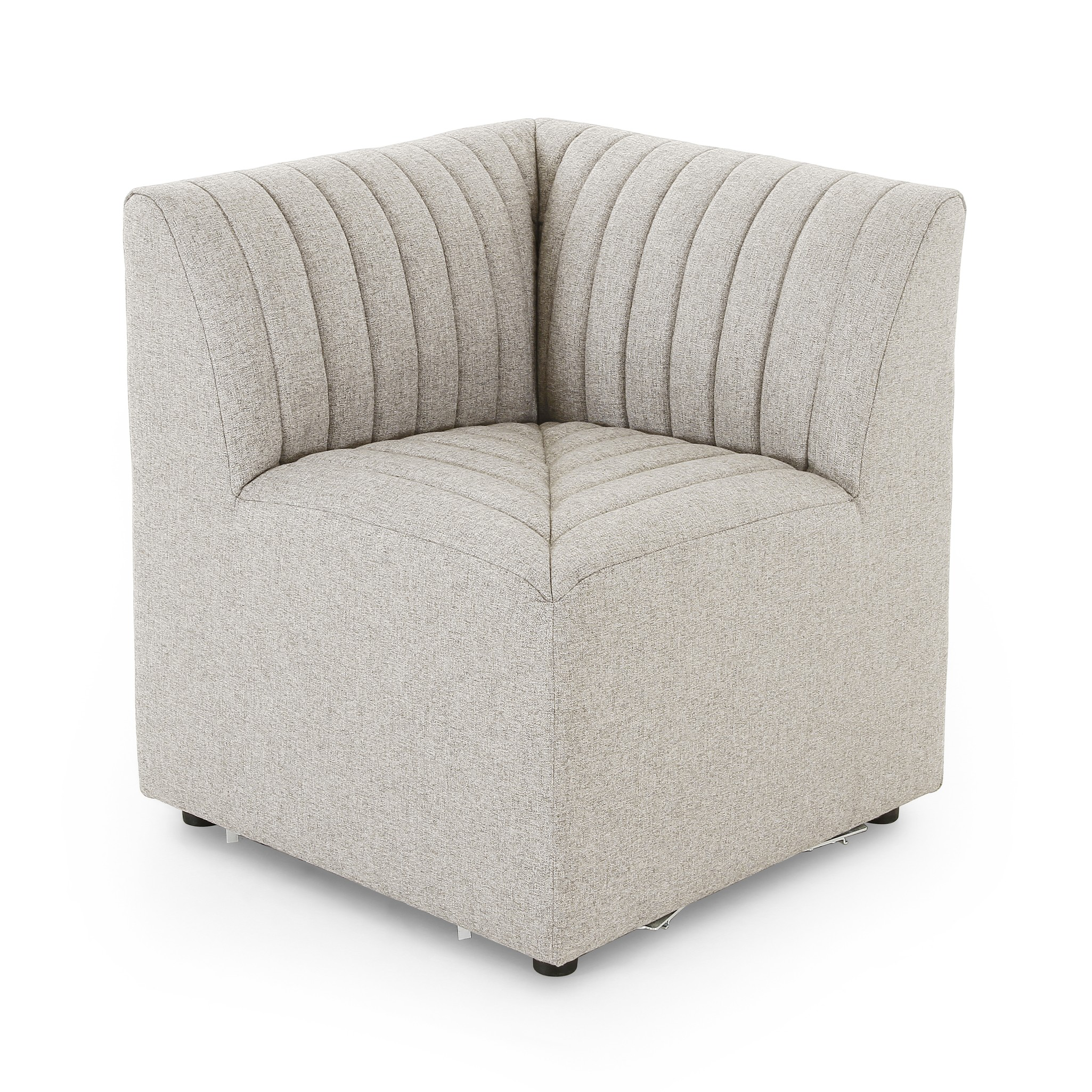 Featuring Augustine Orly Natural Dining Banquette by Four Hands at Amethyst Home. Polyester fabric in a light grey hue features dramatic channeling, for texture and a comfortable sit.Overall Dimensions: Corner Chair: 28.00"w x 28.00"d x 31.50"h 72" Bench: 72.00"w x 28.00"d x 31.50"h Chair + A Half: 38.50"w x 28.00"d x 31.50"h 82" Bench: 82.00"w x 28.00"d .  Amethyst Home provides interior design, new home construction design consulting, vintage area rugs, and lighting in the Scottsdale metro area.