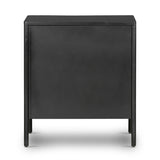 Bring a clean, beautifully industrial look to the bedroom with a three-drawer dresser made from black-finished iron, featuring bronzed iron hardware.