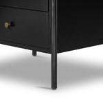 Bring a clean, beautifully industrial look to the bedroom with a three-drawer dresser made from black-finished iron, featuring bronzed iron hardware.