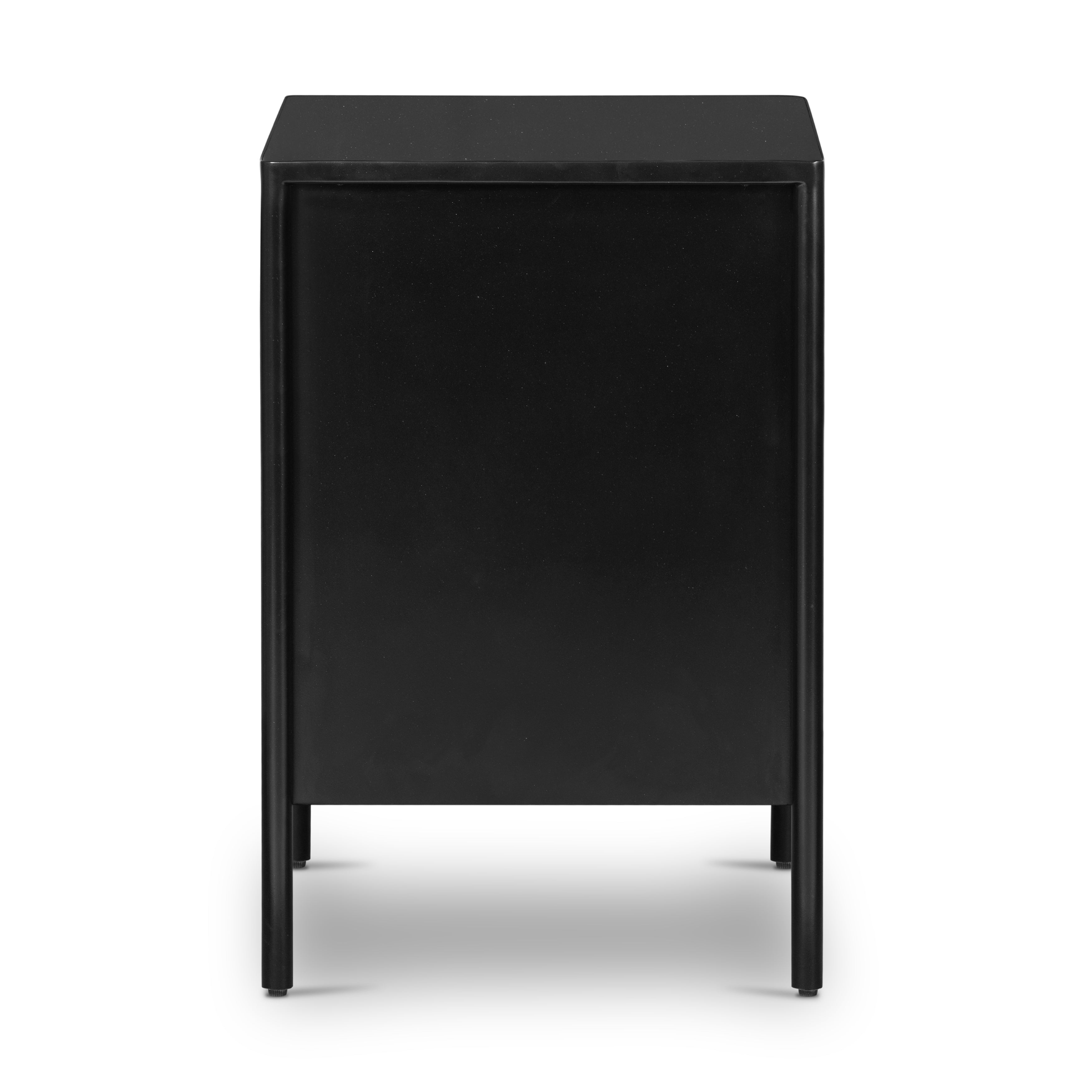 Bring a clean, beautifully industrial look to the bedroom with a three-drawer dresser made from black-finished iron, featuring bronzed iron hardware.