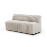 Featuring Augustine Orly Natural Dining Banquette by Four Hands at Amethyst Home. Polyester fabric in a light grey hue features dramatic channeling, for texture and a comfortable sit.Overall Dimensions: Corner Chair: 28.00"w x 28.00"d x 31.50"h 72" Bench: 72.00"w x 28.00"d x 31.50"h Chair + A Half: 38.50"w x 28.00"d x 31.50"h 82" Bench: 82.00"w x 28.00.  Amethyst Home provides interior design, new home construction design consulting, vintage area rugs, and lighting in the Winter Garden metro area.