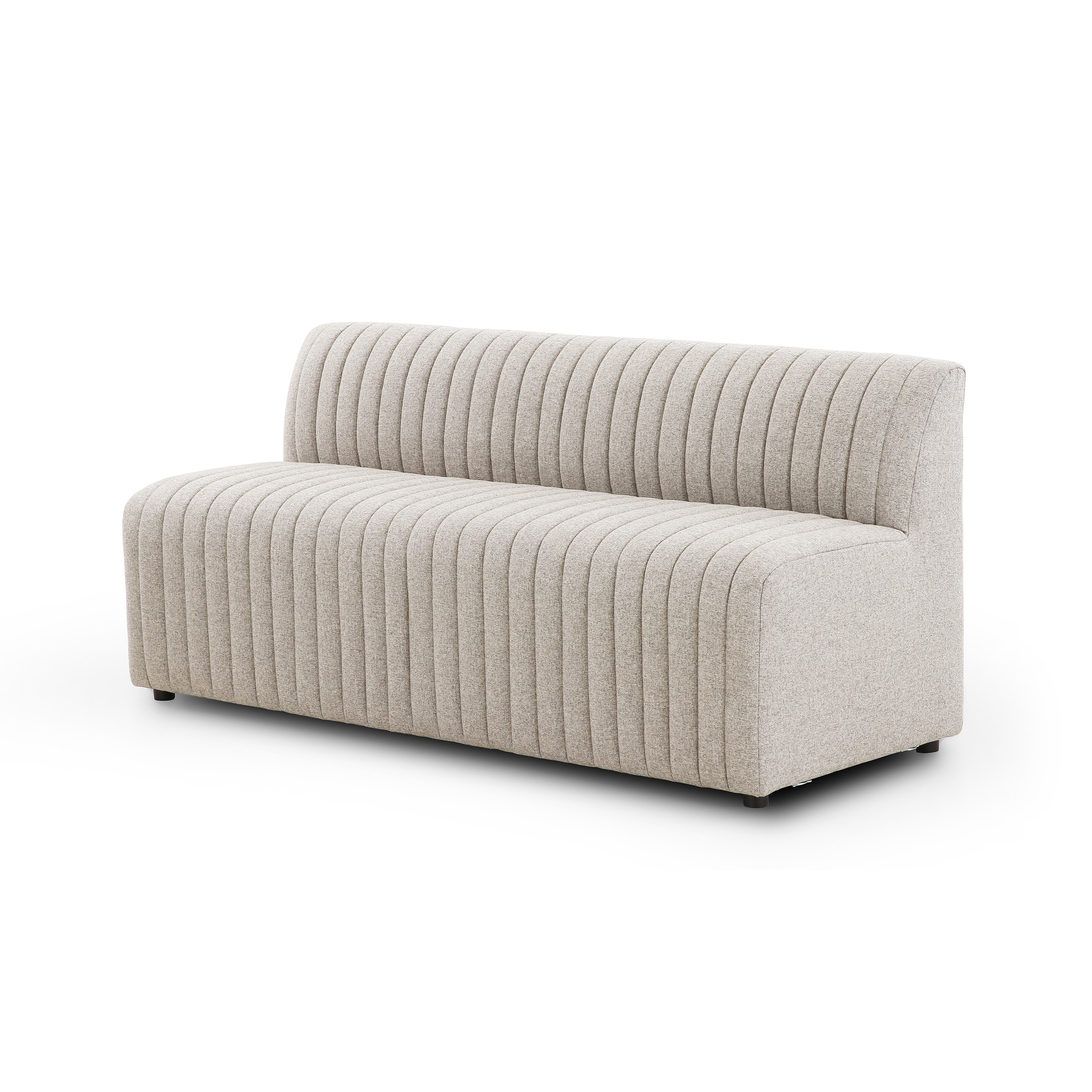Featuring Augustine Orly Natural Dining Banquette by Four Hands at Amethyst Home. Polyester fabric in a light grey hue features dramatic channeling, for texture and a comfortable sit.Overall Dimensions: Corner Chair: 28.00"w x 28.00"d x 31.50"h 72" Bench: 72.00"w x 28.00"d x 31.50"h Chair + A Half: 38.50"w x 28.00"d x 31.50"h 82" Bench: 82.00"w x 28.00.  Amethyst Home provides interior design, new home construction design consulting, vintage area rugs, and lighting in the Winter Garden metro area.