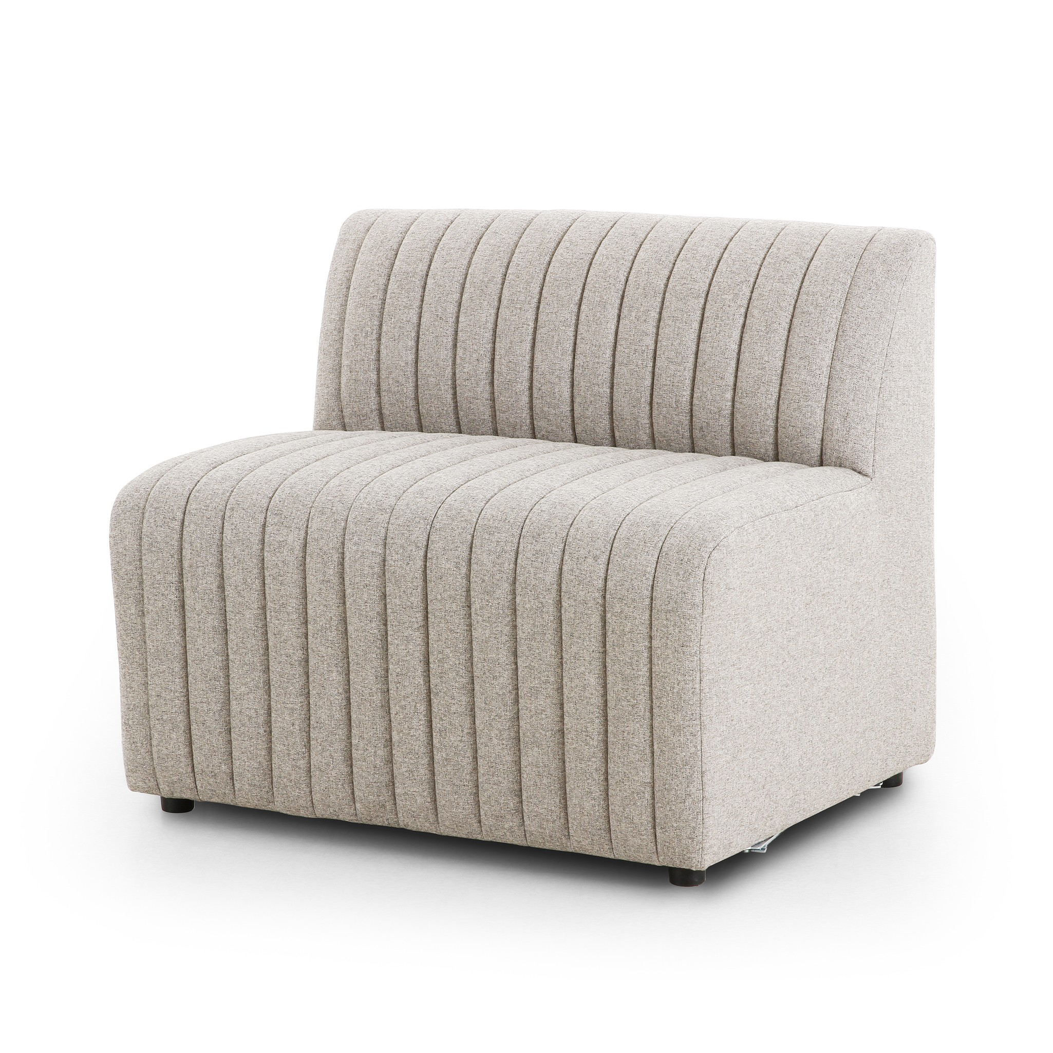 Featuring Augustine Orly Natural Dining Banquette by Four Hands at Amethyst Home. Polyester fabric in a light grey hue features dramatic channeling, for texture and a comfortable sit.Overall Dimensions: Corner Chair: 28.00"w x 28.00"d x 31.50"h 72" Bench: 72.00"w x 28.00"d x 31.50"h Chair + A Half: 38.50"w x 28.00"d x 31.50"h 82" Bench: 82.00"w x 28.00"d x 3.  Amethyst Home provides interior design, new home construction design consulting, vintage area rugs, and lighting in the Houston metro area.