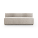 Featuring Augustine Orly Natural Dining Banquette by Four Hands at Amethyst Home. Polyester fabric in a light grey hue features dramatic channeling, for texture and a comfortable sit.Overall Dimensions: Corner Chair: 28.00"w x 28.00"d x 31.50"h 72" Bench: 72.00"w x 28.00"d x 31.50"h Chair + A Half: 38.50"w x 28.00"d x 31.50"h 82" Bench: 82.00"w x 28.00"d x.  Amethyst Home provides interior design, new home construction design consulting, vintage area rugs, and lighting in the San Diego metro area.