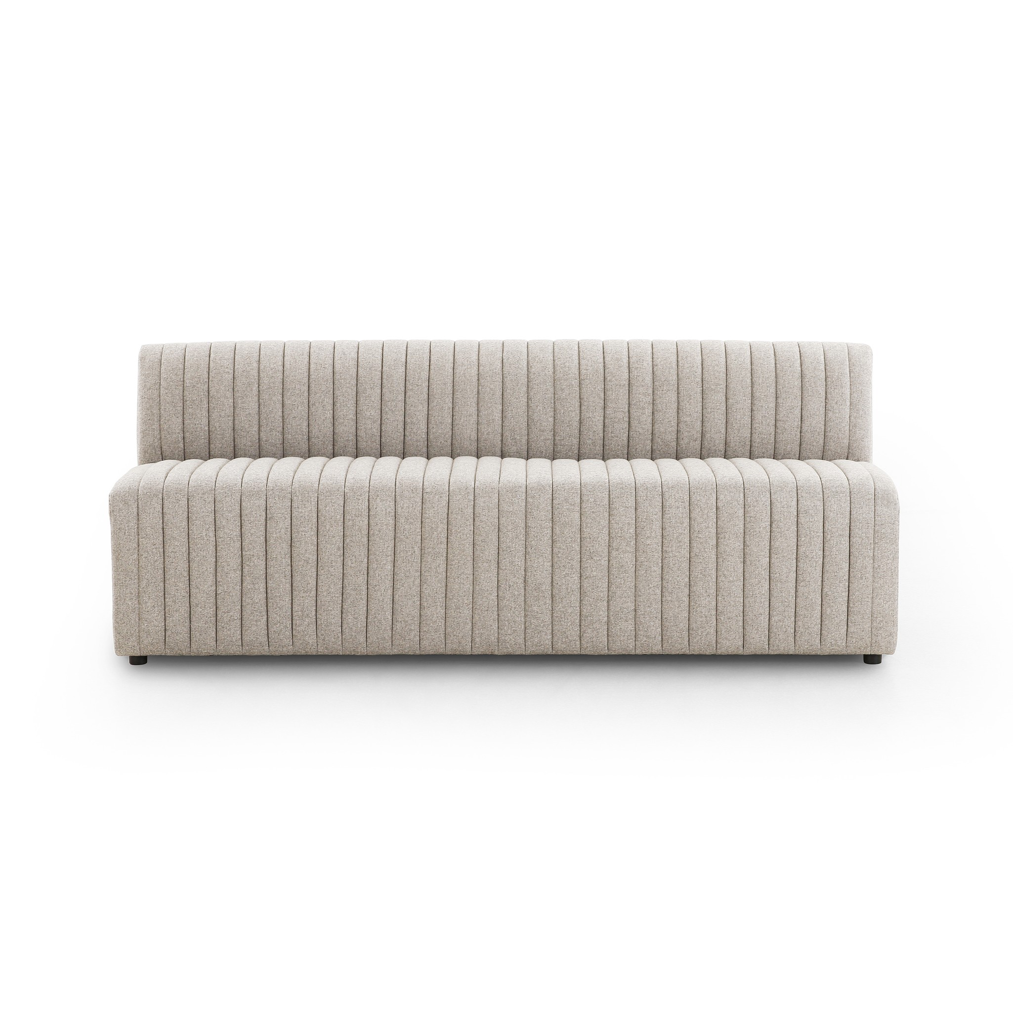 Featuring Augustine Orly Natural Dining Banquette by Four Hands at Amethyst Home. Polyester fabric in a light grey hue features dramatic channeling, for texture and a comfortable sit.Overall Dimensions: Corner Chair: 28.00"w x 28.00"d x 31.50"h 72" Bench: 72.00"w x 28.00"d x 31.50"h Chair + A Half: 38.50"w x 28.00"d x 31.50"h 82" Bench: 82.00"w x 28.00"d x.  Amethyst Home provides interior design, new home construction design consulting, vintage area rugs, and lighting in the San Diego metro area.
