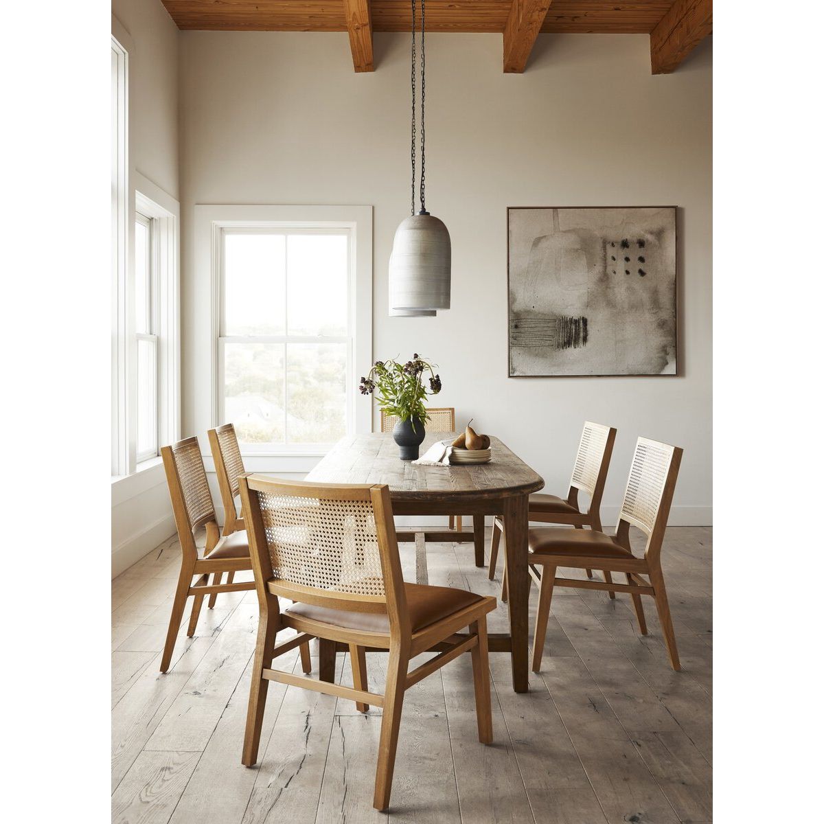 Made from solid pine that's been weathered for a distressed, farmhouse-style look then finished in a warm honey. Simple tapered legs support an oval top with a stretcher and apron for a beautifully traditional look. Seats 8 comfortably.87"Overall Dimensions: 86.50"w x 35.50"d x 30.00"hWeight: 109.13 lbs110"Overall Dimensions: 110.25"w x 35.50"d x 30. Amethyst Home provides interior design, new home construction design consulting, vintage area rugs, and lighting in the Nashville metro area.