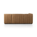 Featuring Augustine Palermo Drift Dining Banquette L Shape 91.5" by Four Hands at Amethyst Home. The beauty of this modular piece is that the vertical channeling makes for a cohesive feel despite being modular.  Welcome to your new favorite nook for morning coffee. An L-shaped dining banquette is upholstered in tan top-grain leather with a beautifully pronou. Amethyst Home provides interior design, new home construction design consulting, vintage area rugs, and lighting in the Monterey metro area.